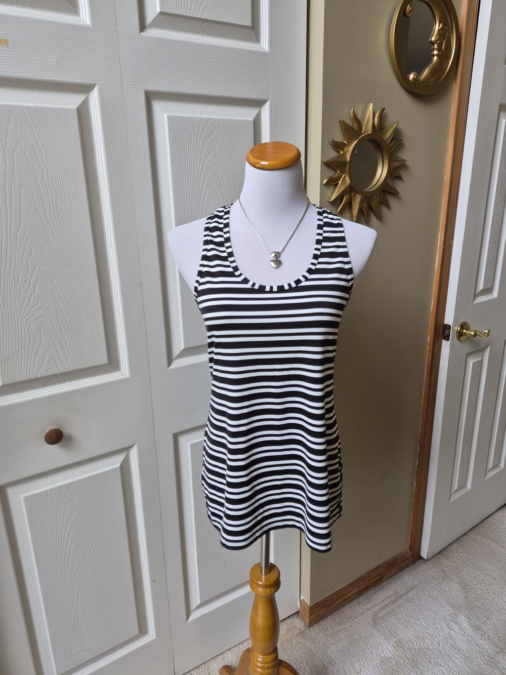 90 Degree By Reflex Black and White Striped Racerback Tank
